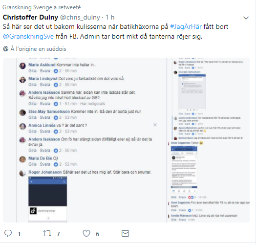 Twitter retweet av Granskning Sverige